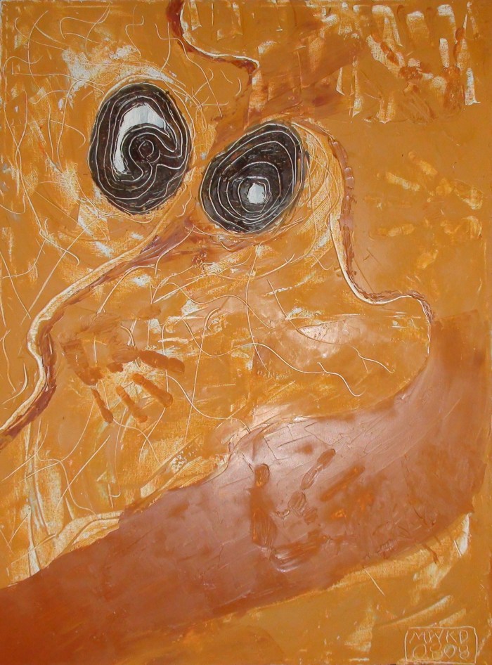 Indigenous Atrocities IV (The Nightmare) Oil and acrylic paints with Peter Stuyvesant tobacco