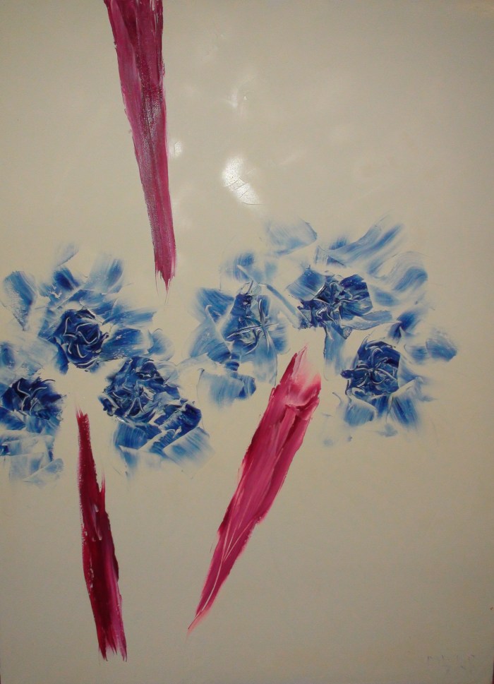 The Blooms III (Rose Blues) 102cm x 76cm (40” x 30”)  Oil & acrylic paints on stretched canvas